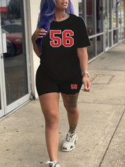 Casual Two-Piece Set: Short Sleeve Crew Neck T Shirt & Shorts