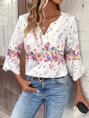 Floral Print Sleeve Blouse