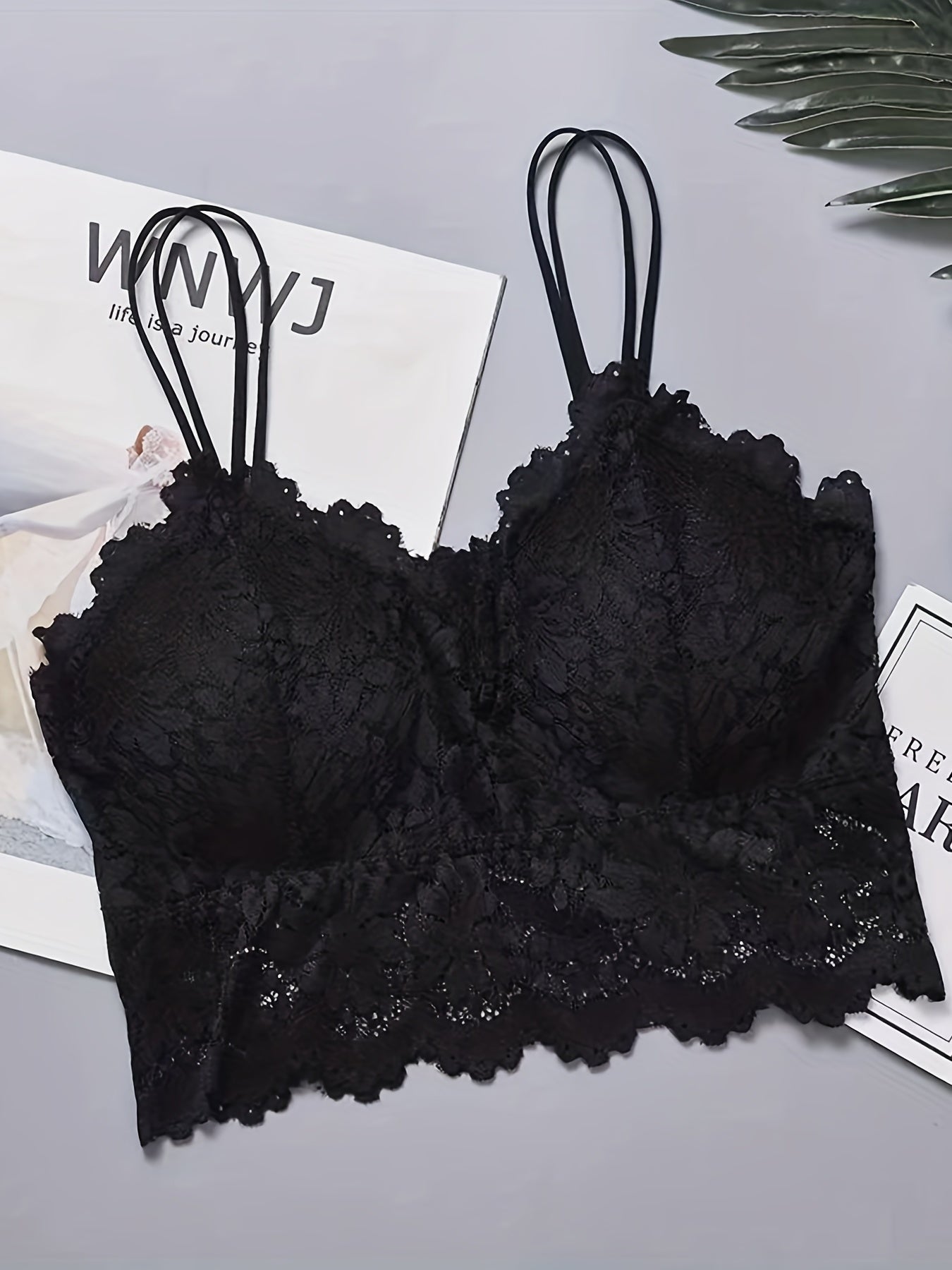 3pcs Floral Lace Cami Tops V Neck Scallop Trim Top Women's Lingerie