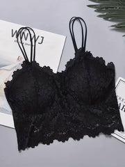 3pcs Floral Lace Cami Tops V Neck Scallop Trim Top Women's Lingerie