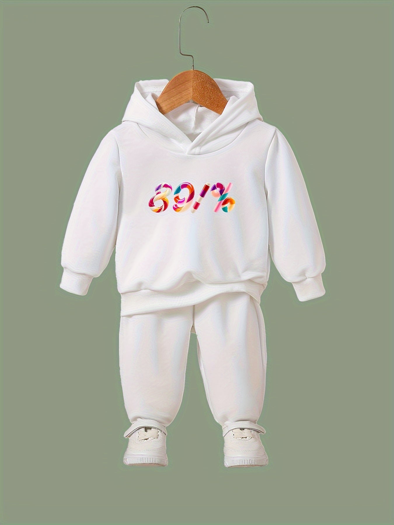 Kids 2pcs Number Print Hooded Pullover Pants Set for Sports Spring Fall
