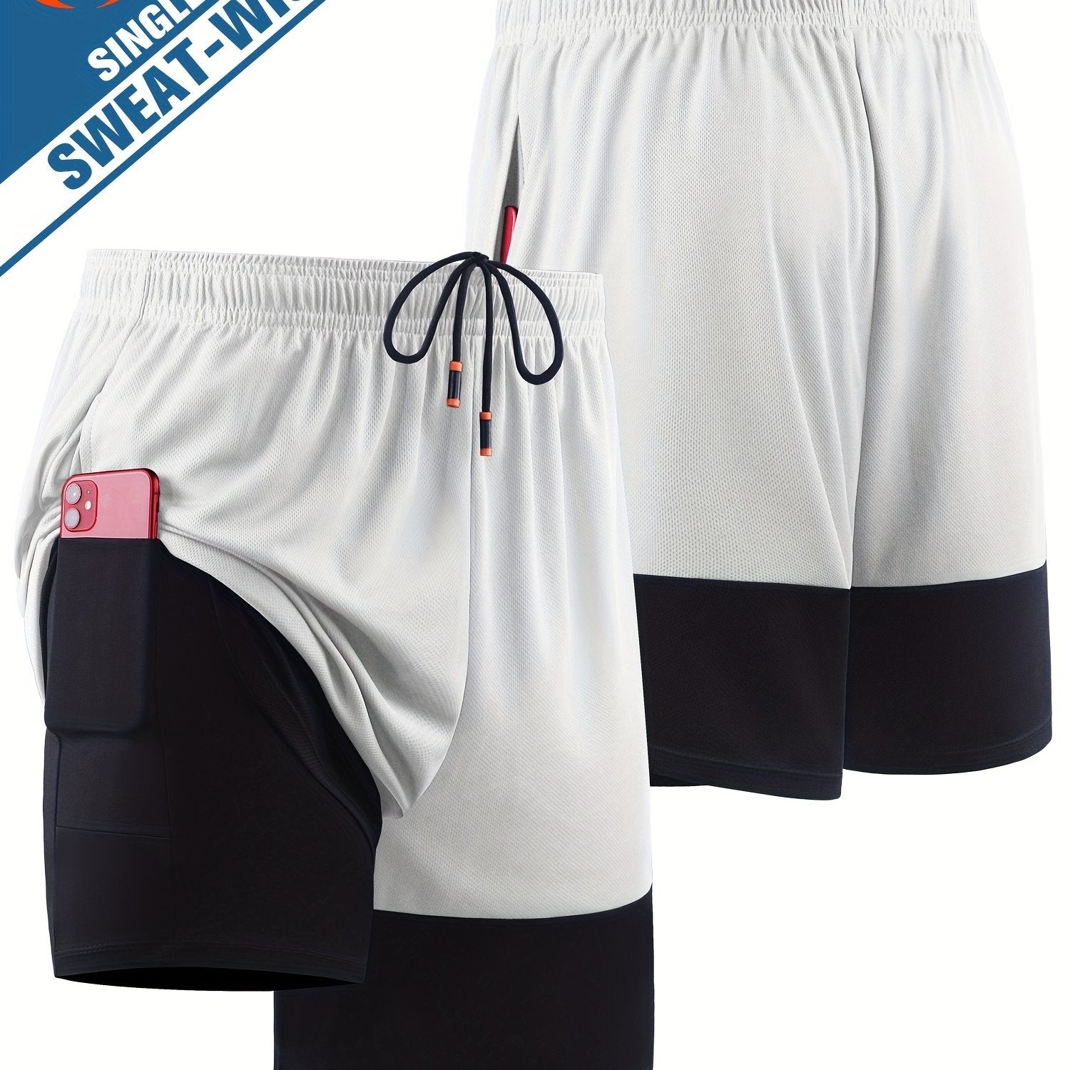 Men's 2 in 1 Shorts Active Stretch Breathable Drawstring Shorts