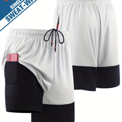 Men's 2 in 1 Shorts Active Stretch Breathable Drawstring Shorts