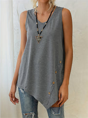 Asymmetrical Crew Neck Tank Top for Women