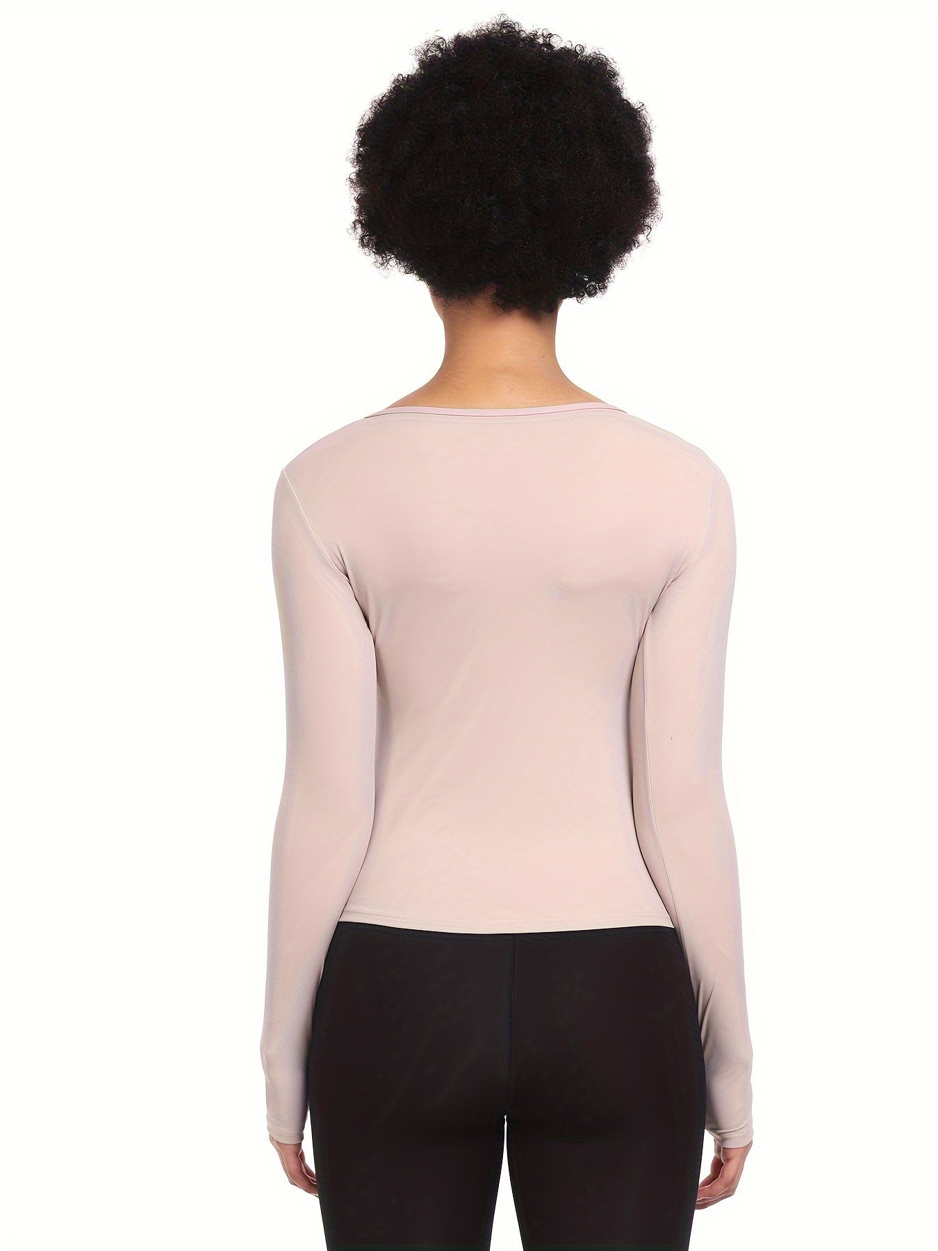 Solid V-Neck Long Sleeve Yoga Top