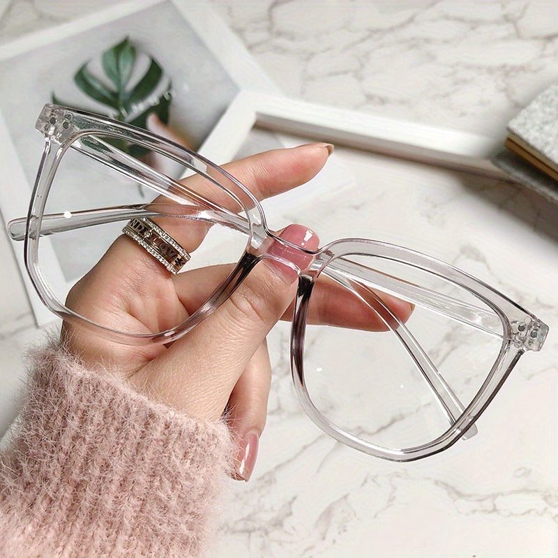 Square Anti Light Glasses For Women Men Students Jelly Lightweight Frame