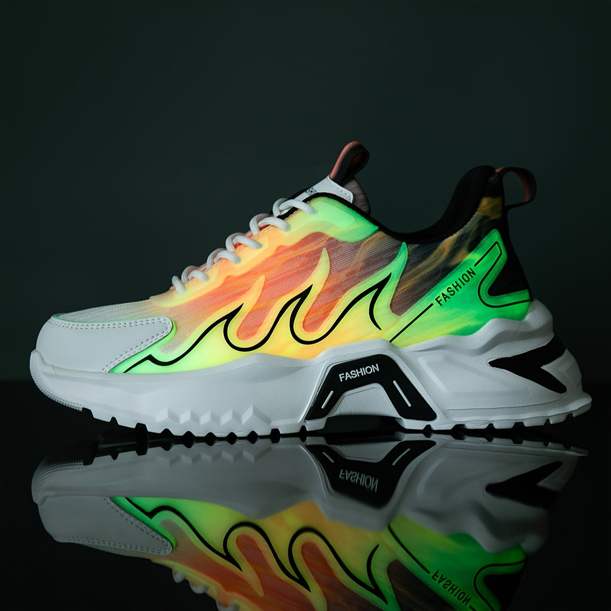 Men's Luminous Night Glow Sneakers Soft Sole Lace Up Shoes