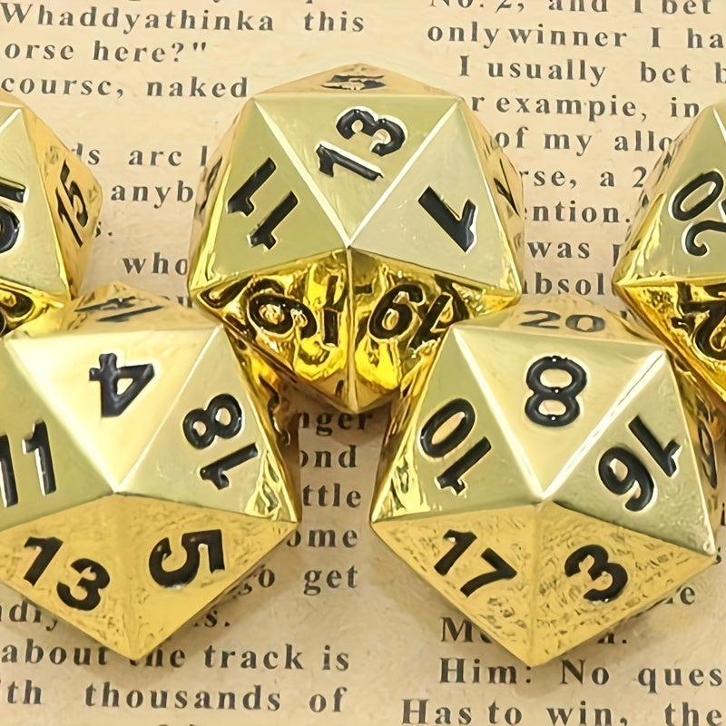 1pc 20 Side Metal Dice Golden Polyhedral Dice Role Playing Bar Party Board Game