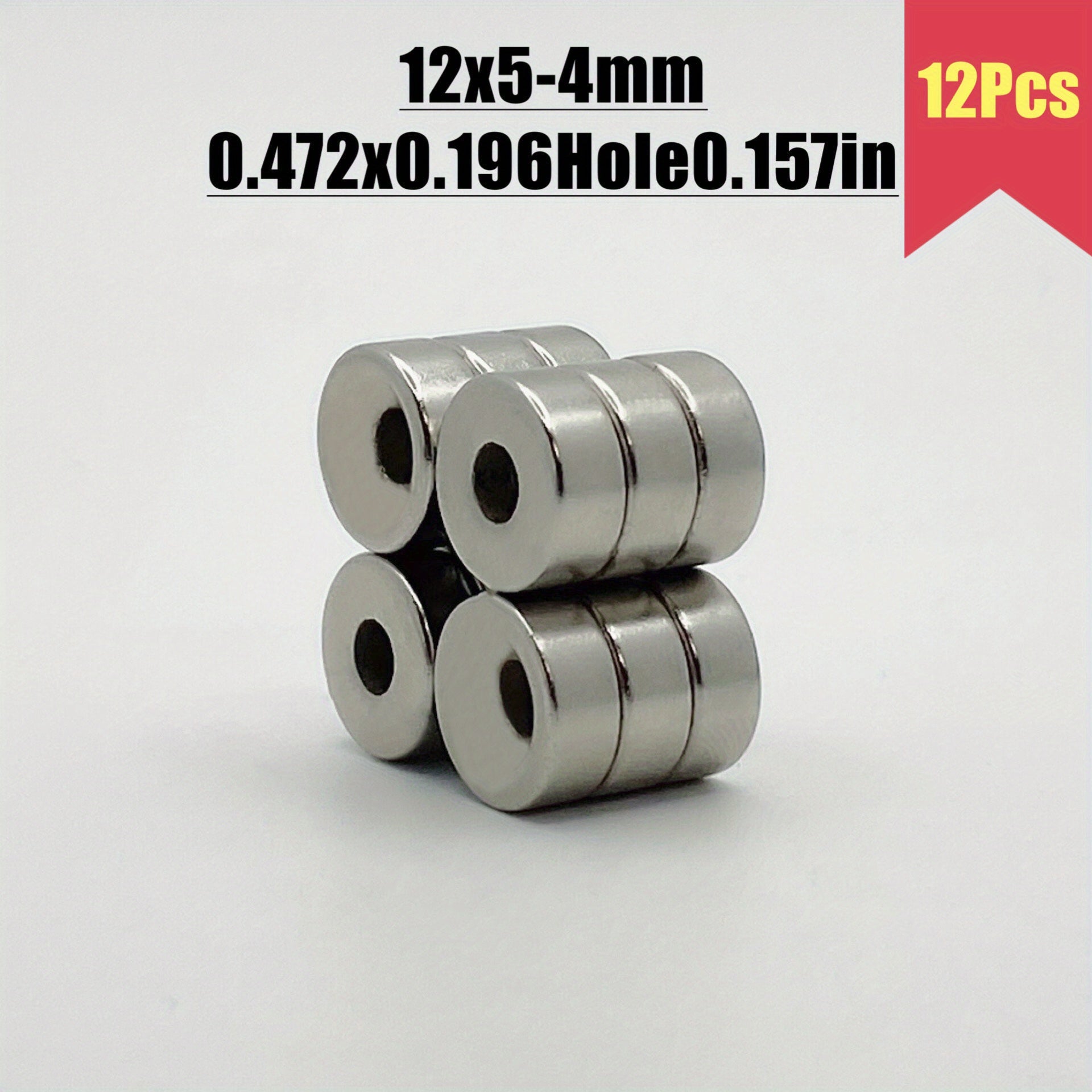120pcs 12x5 Hole 4mm Strong Magnet With Holes