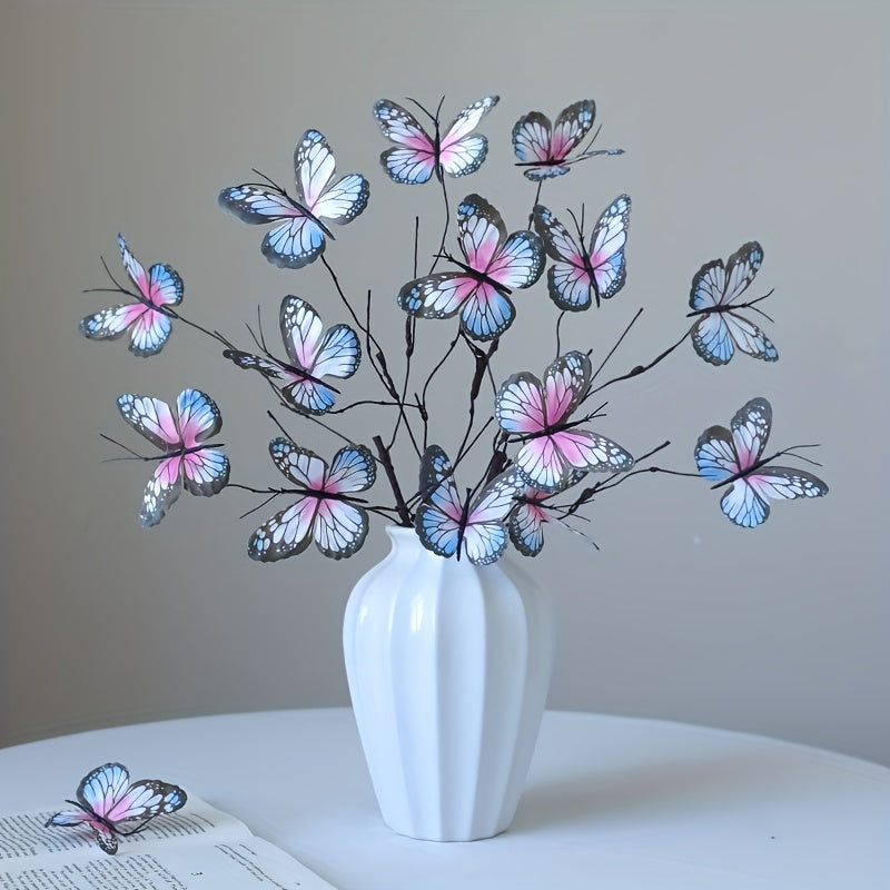 Artificial Butterfly Bouquet in Vase Home Decor Pink & Polyester Flowers