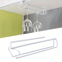 Iron Wall Mount Wine Glass Hanging Holder Goblet Stemware Storage Organizer Rack