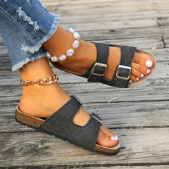 Women's Cork Footbed Sandals Comfortable Slip-on Slippers