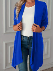 Solid Long Sleeve Open Front Cardigan