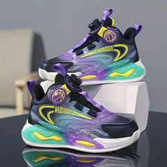 Boys' Basketball Shoes with Rotating Buckle Soft Sole