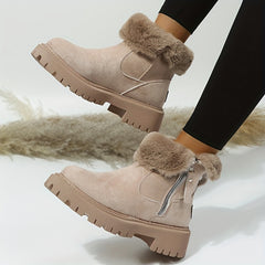 Thickened Snow Boots for Women Slip Resistant Zipper Warm Winter Footwear
