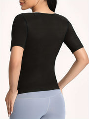 Open Bust Shaping Tops Waist Trainer Tummy Control Slimmer Short Sleeve