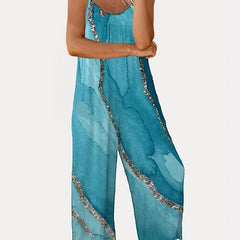 Graphic Print Cami Jumpsuit Sleeveless Wide Leg