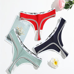 3pcs Letter Print Ribbed Thongs Soft & Comfy Intimates Panties