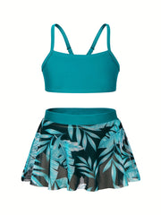3pcs Girls Trim Bikini Tankini Swimsuit Beach Clothes Bathing Suits