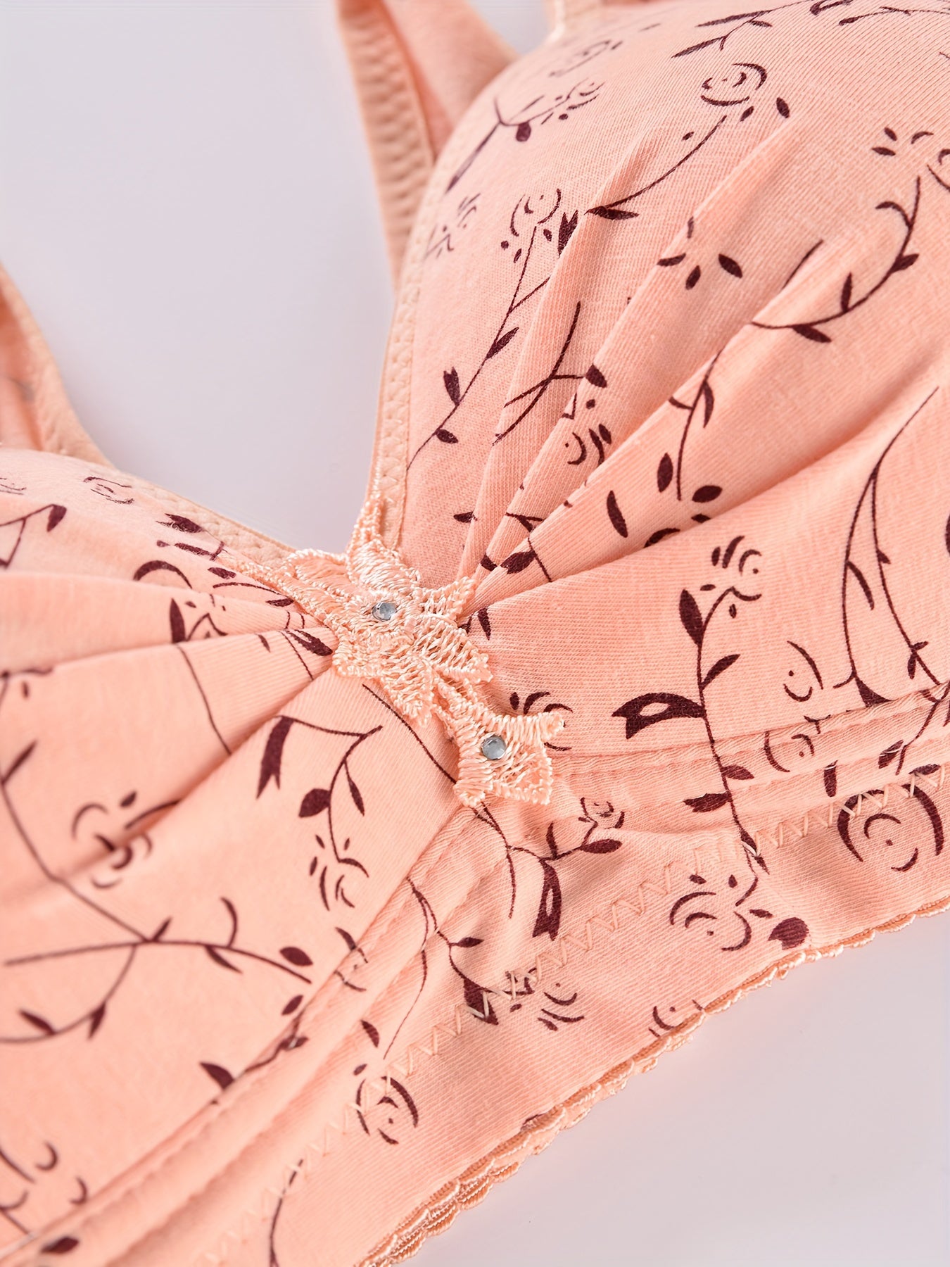 Floral Print Wireless Bras Comfy Stretchy Intimates Women's Lingerie