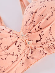 Floral Print Wireless Bras Comfy Stretchy Intimates Women's Lingerie