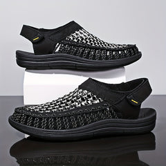 Men's Slip On Woven Sandals Breathable Non Slip Beach Shoes