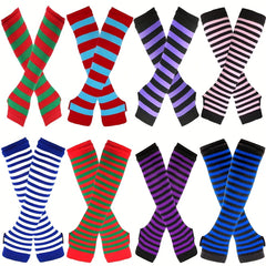 Y2K Striped Fingerless Long Glove Candy Party COSPLAY Wrist Cover Sleeves