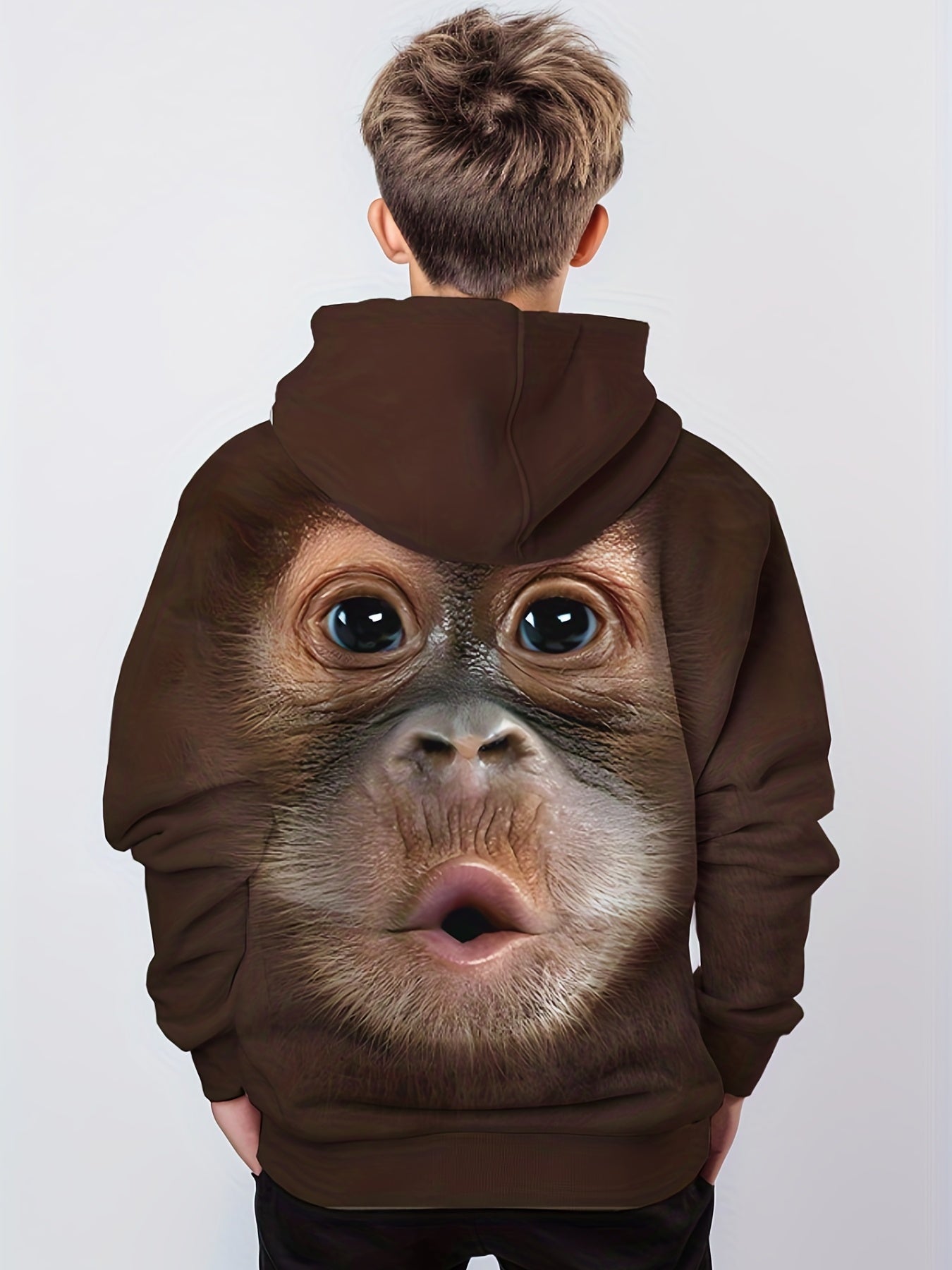 Funny Chimpanzee Boys Hooded Sweatshirt