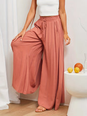 Wide Leg Palazzo Pants Smocked Waist Casual Summer Spring