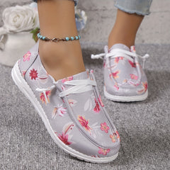 Floral Print Canvas Slip-On Flat Shoes Casual Sneakers