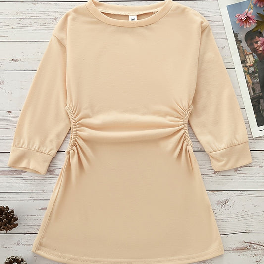Girls Casual Cutout Waist Dress for Autumn and Spring