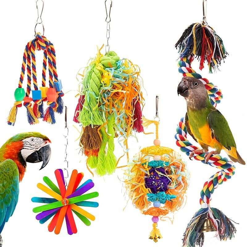 5pcs Parrot Chew Toys Fun Hanging Knot Toys for Bird Entertainment