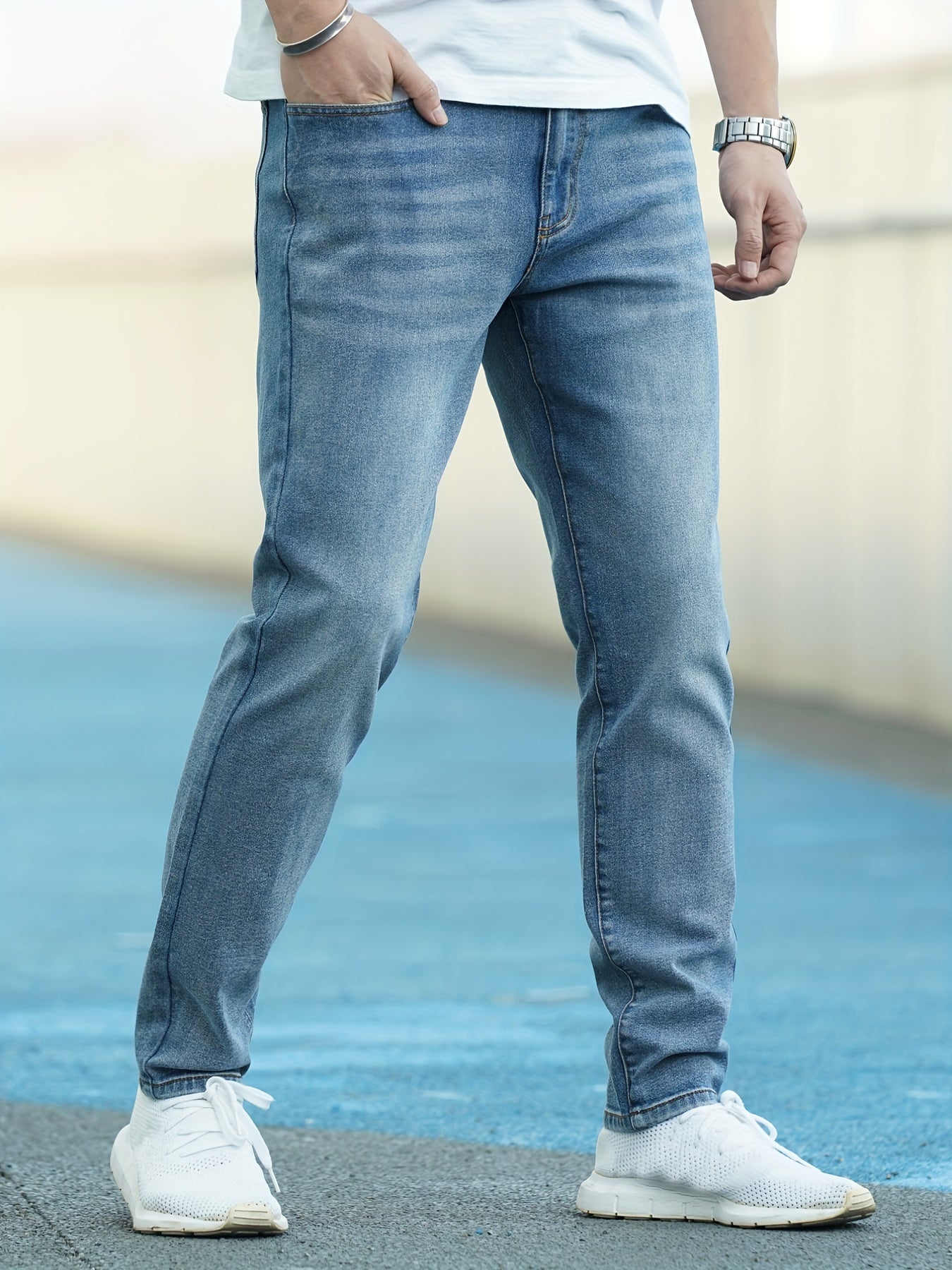 Men's Slim Fit Denim Jeans with Pockets