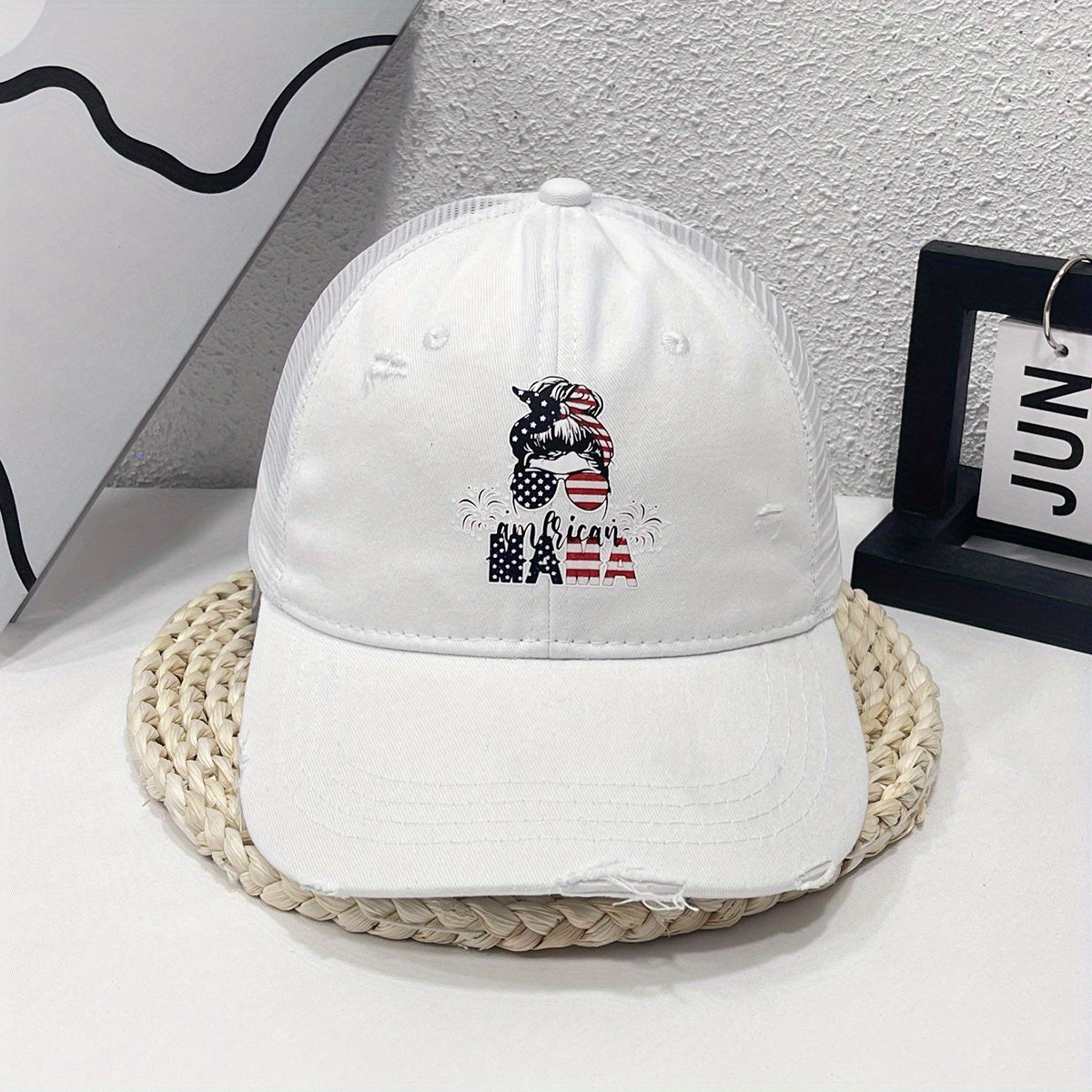 MAMA Flag Baseball Cap Vintage Washed Distressed Dad Hat