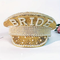 Bride Hat Faux Pearl Sequin Decor for Bachelorette Parties