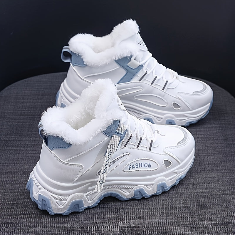 Women's Chunky Sneakers Warm Plush Lined Anti-slip Shoes