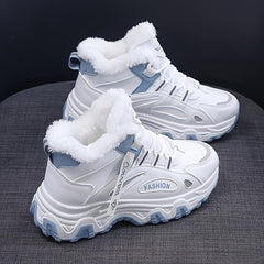 Women's Chunky Sneakers Warm Plush Lined Anti-slip Shoes