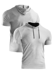Men's Short Sleeve Slim Fit Muscle Hooded T-Shirt