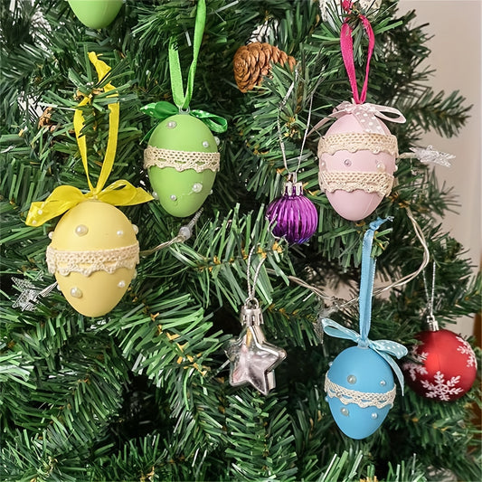 1pc Easter Eggs Wedding Stuff Christmas Ornaments Ribbon Bow Simulation Eggshell