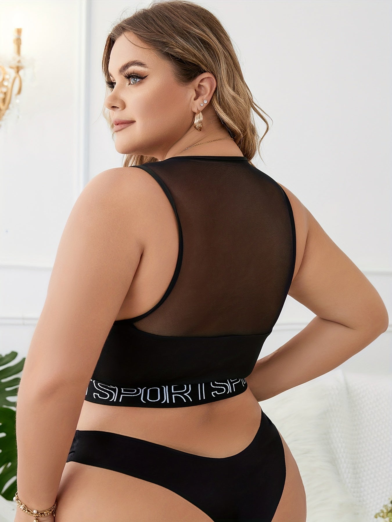 Sports Underwear Women's Plus Mesh Racer Back Bra