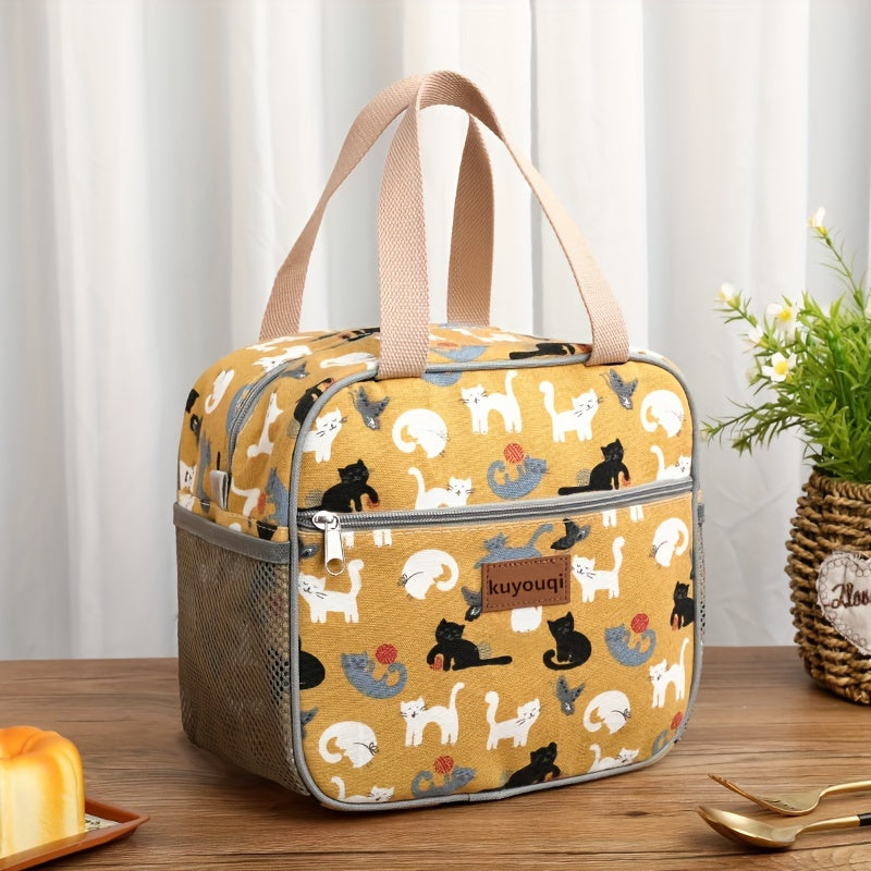 Animal Print Lunch Bag with PVC Lining & Dual Handles