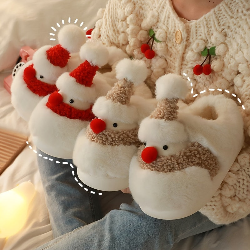 Christmas Snowman Fleece Slippers Soft Bottom Shoes