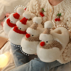 Christmas Snowman Fleece Slippers Soft Bottom Shoes