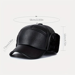Men's Winter Leather Ear Protection Warm Hat for Elderly