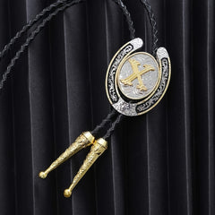 Round Natural Letter X Western Cowboy BOLO Tie Zinc Alloy Shirt Accessory