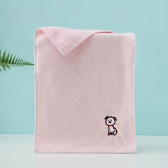 5pcs Cartoon Animal Embroidery Children Face Towel Soft Absorbent Wash Towel