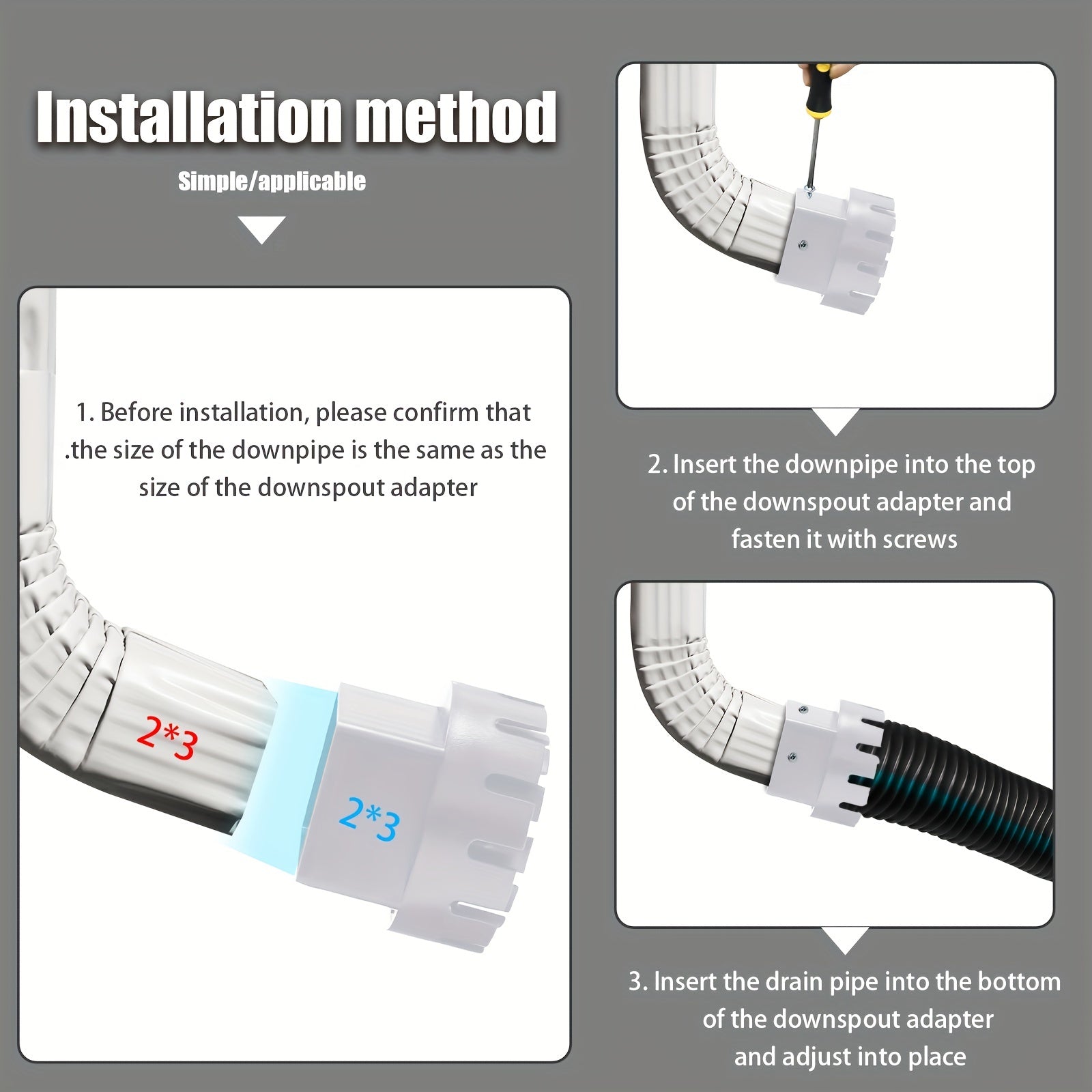 Upgrade Your Rain Gutter System w/ 1pc Downspout Adapter Drain Fittings