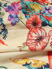 Plus Tropical Print Button Up Half Sleeve Shirt Dress