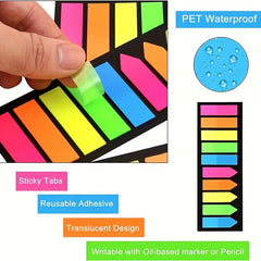 Neon Arrow Sticky Index Tabs, 1200/1600 Pcs
