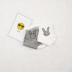 5 Pairs Bunny Rhinestone Socks Women's Crew Short Stockings